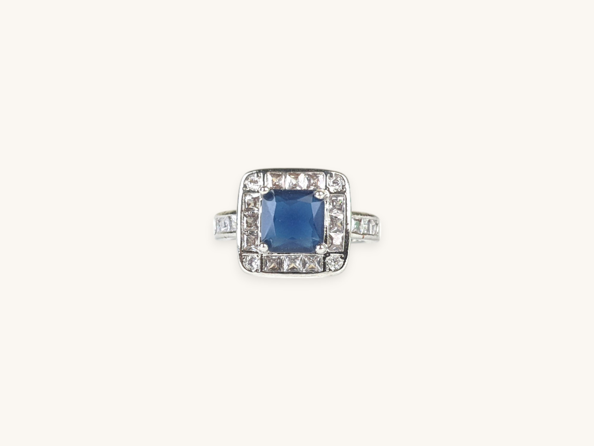 Silver Ring Square Stone (Free Size)