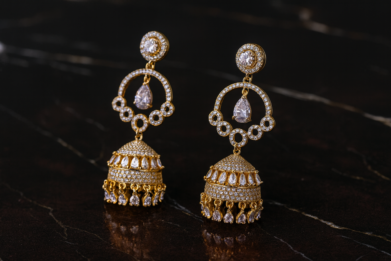 925 Sterling Silver Golden Jhumka