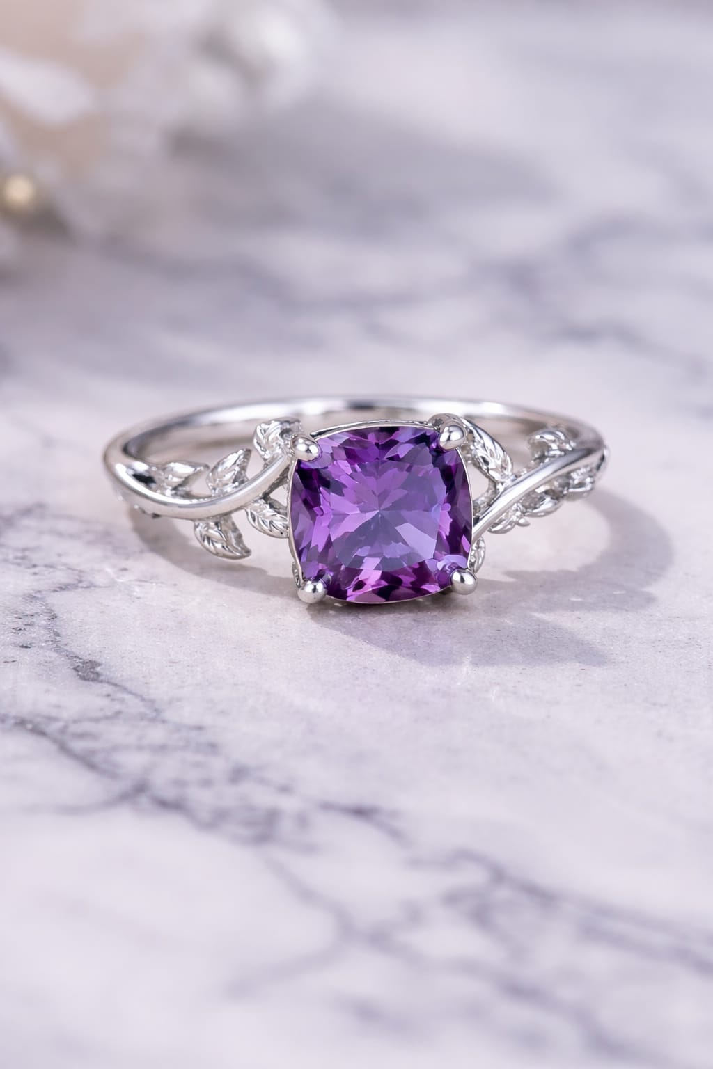 Purple Zircon Engagement Ring for Women