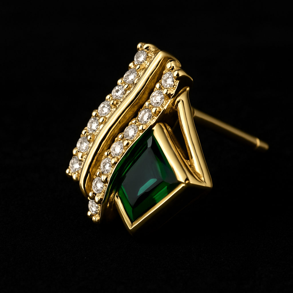 Gold-plated Zircon Crystal Earrings - Image 2
