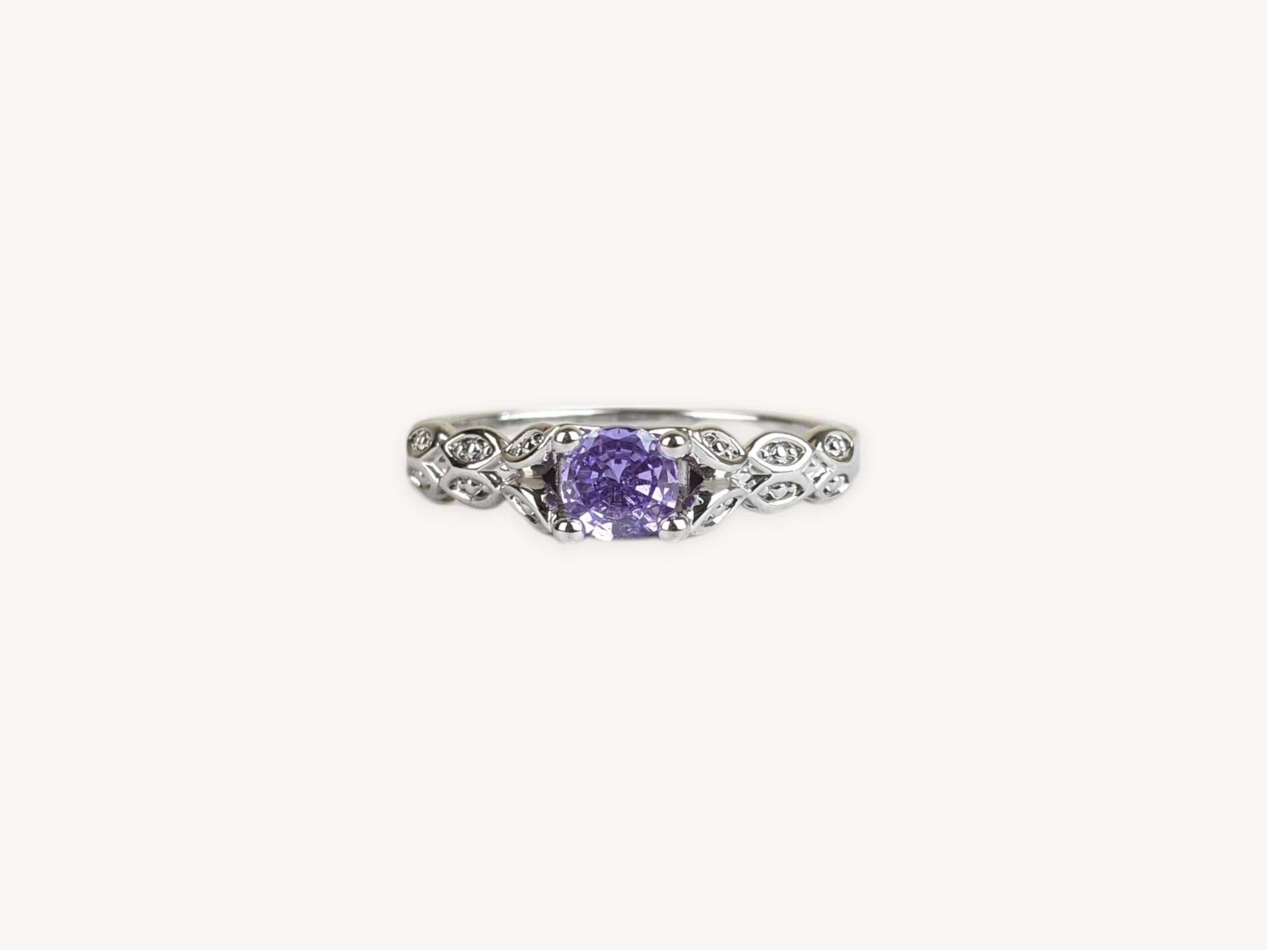 Light Luxury Style Amethyst Zirconia Women's Ring Purple