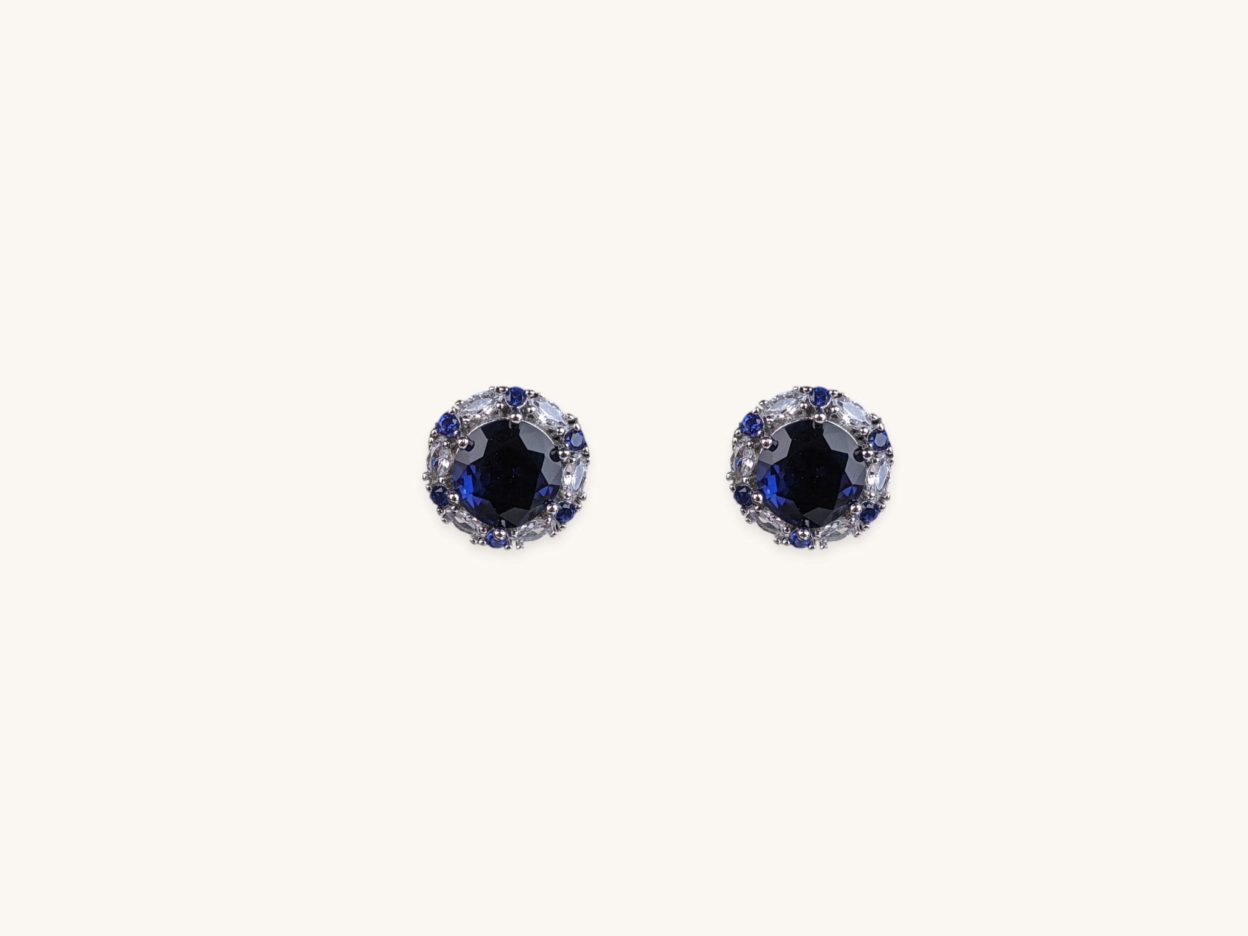 Huitan Luxury Cubic Zirconia Stud Earrings for Women Blue