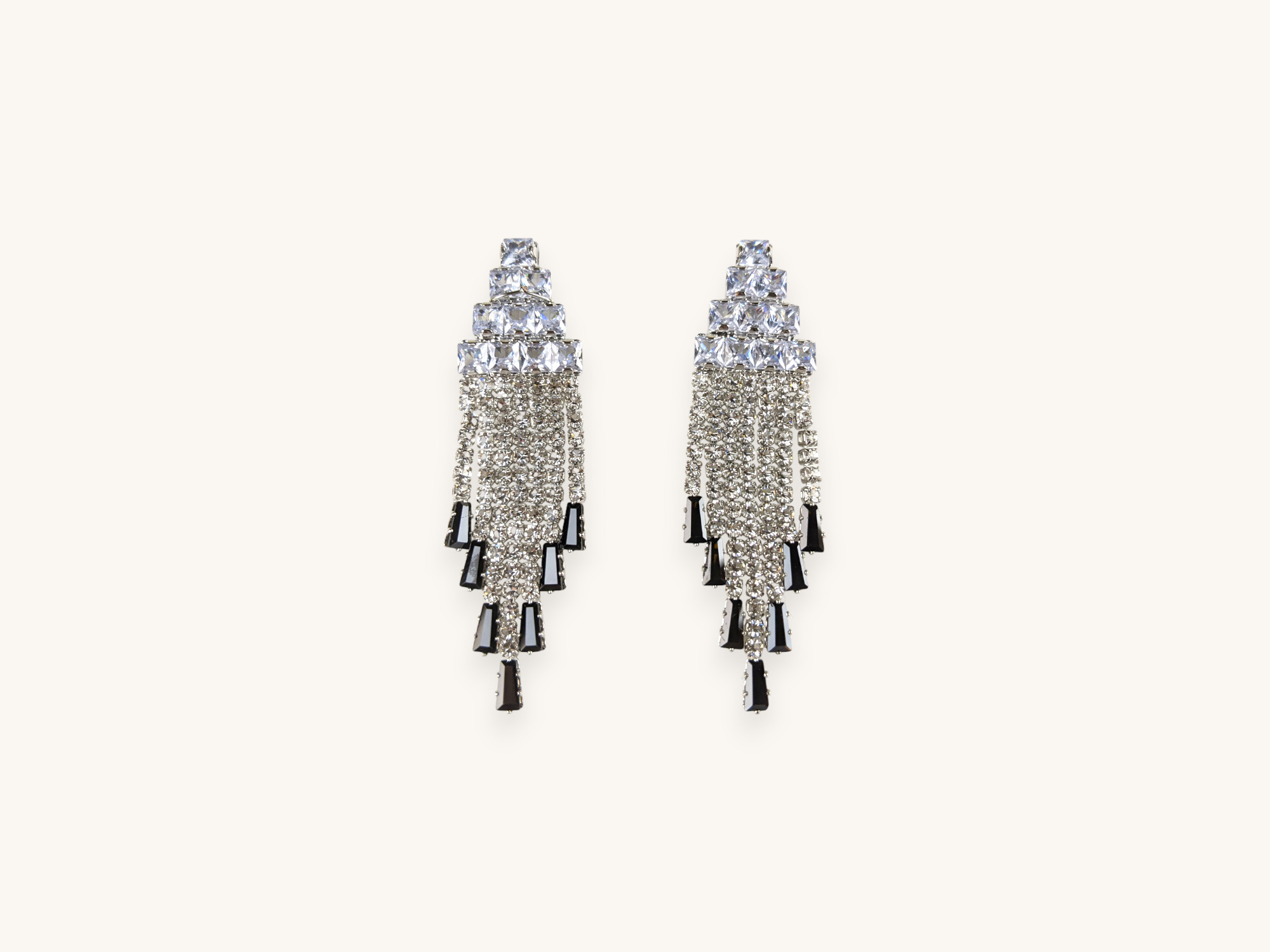Silver Dangle Drop Earrings White Black