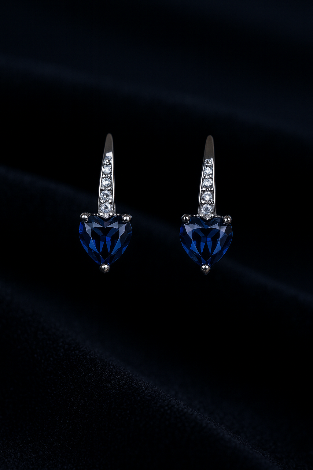 Huitan Blue CZ Heart Earrings