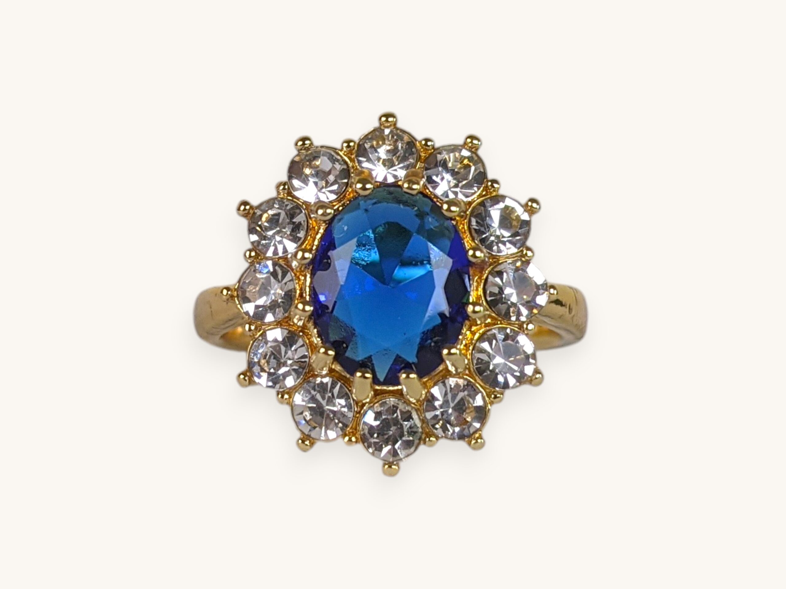 Charm Golden Round Flower Ring for Women Blue Stone (18)