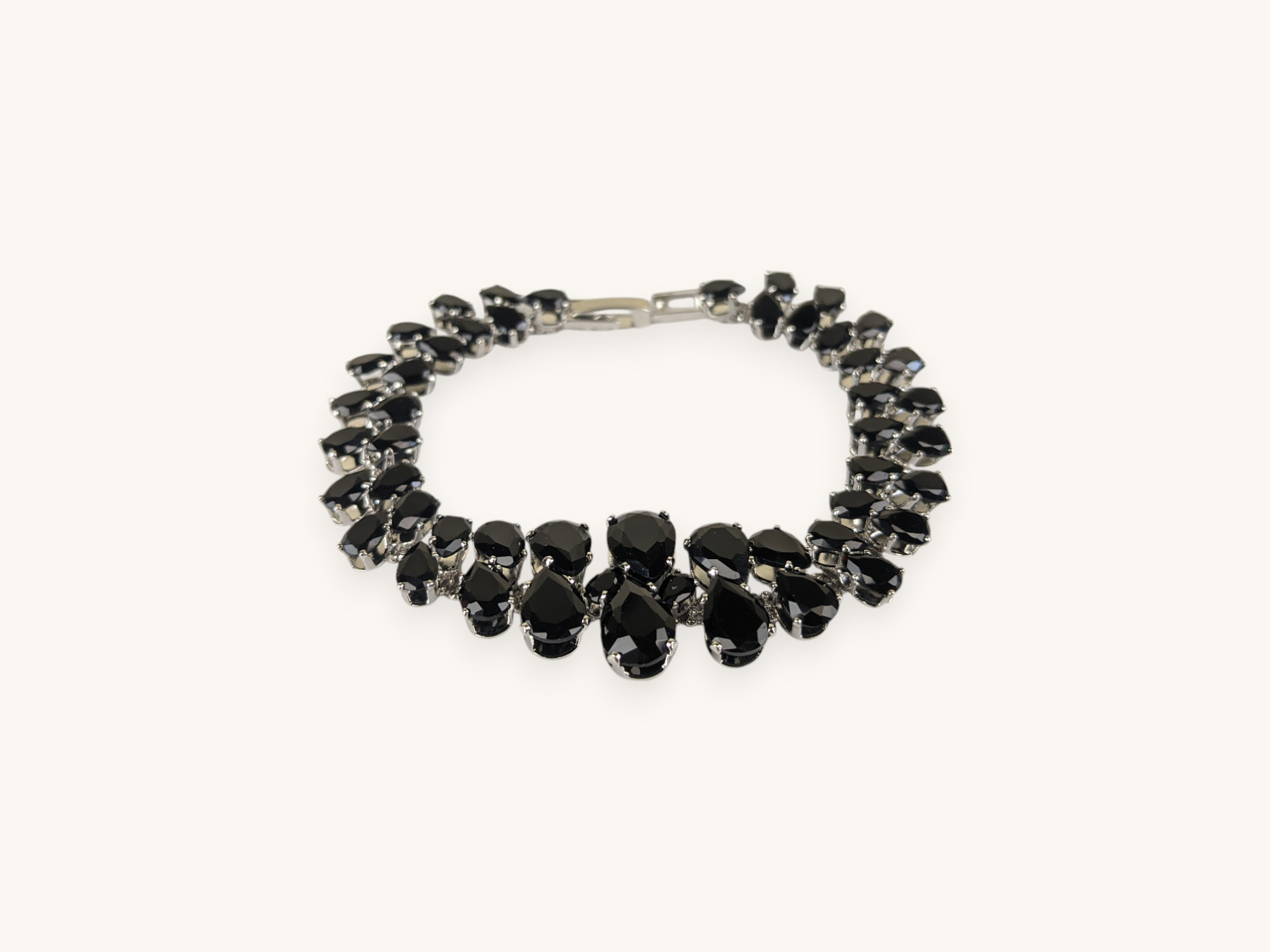 Silver Cluster Bracelet Black Stones - Image 2
