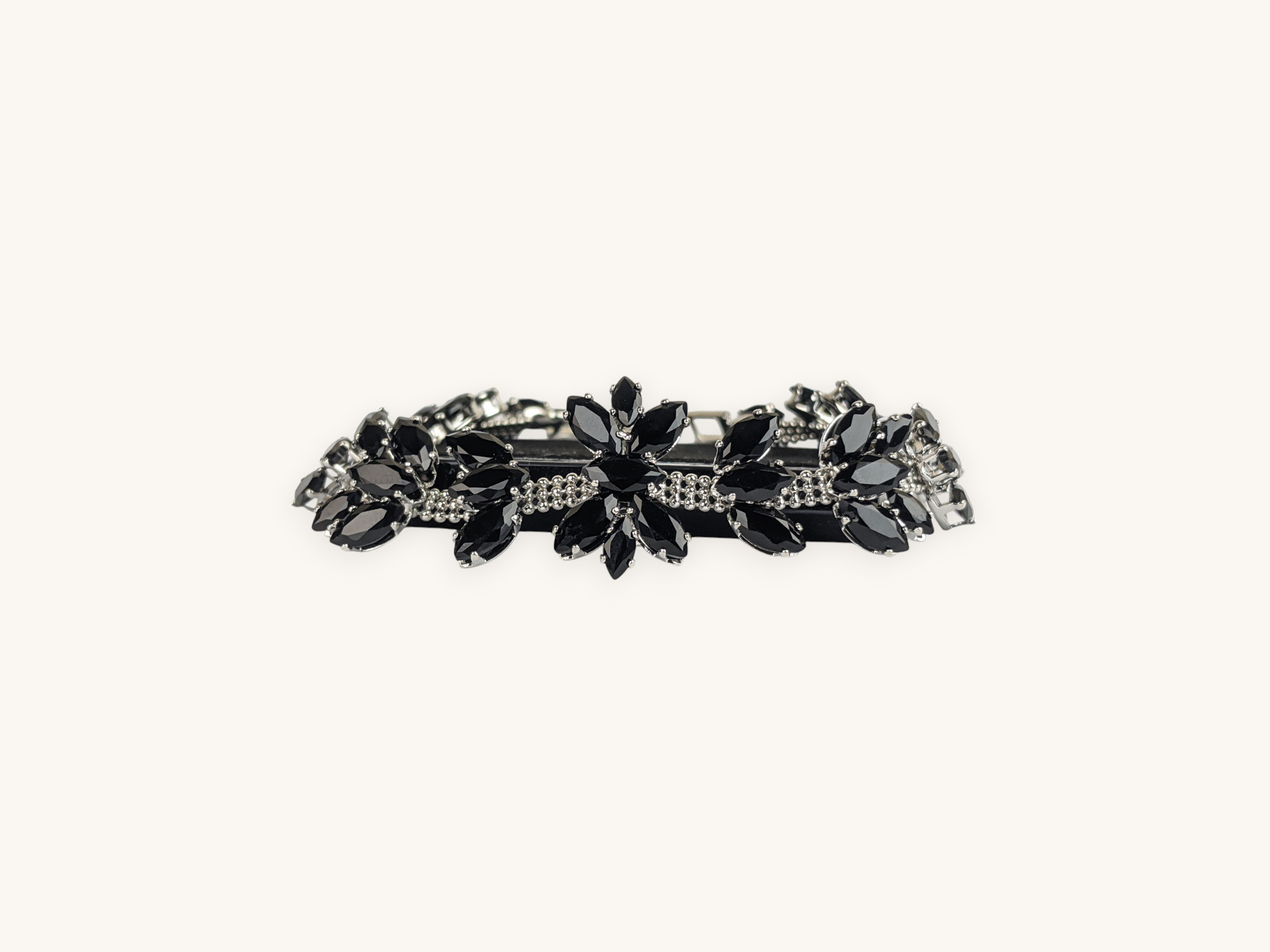 Silver Black Cluster Bracelet