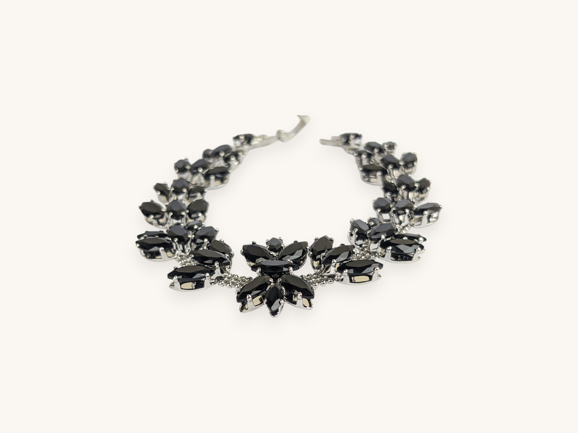 Silver Black Cluster Bracelet - Image 2