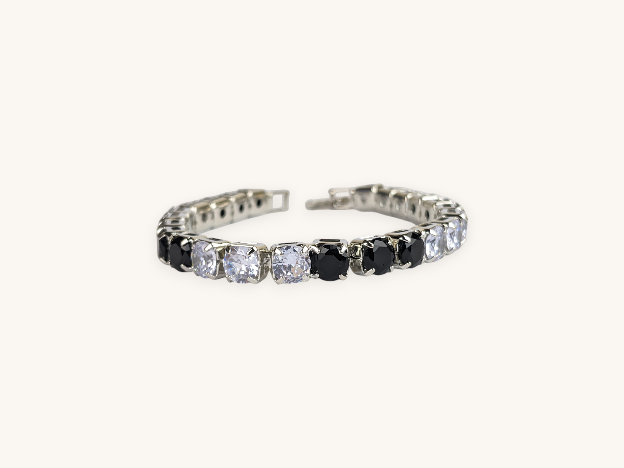 Silver Crystal Black Stones Bracelet