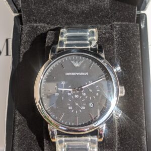 Emporio Armani Luigi Black Dial Silver Steel Strap Watch For Men – AR1894