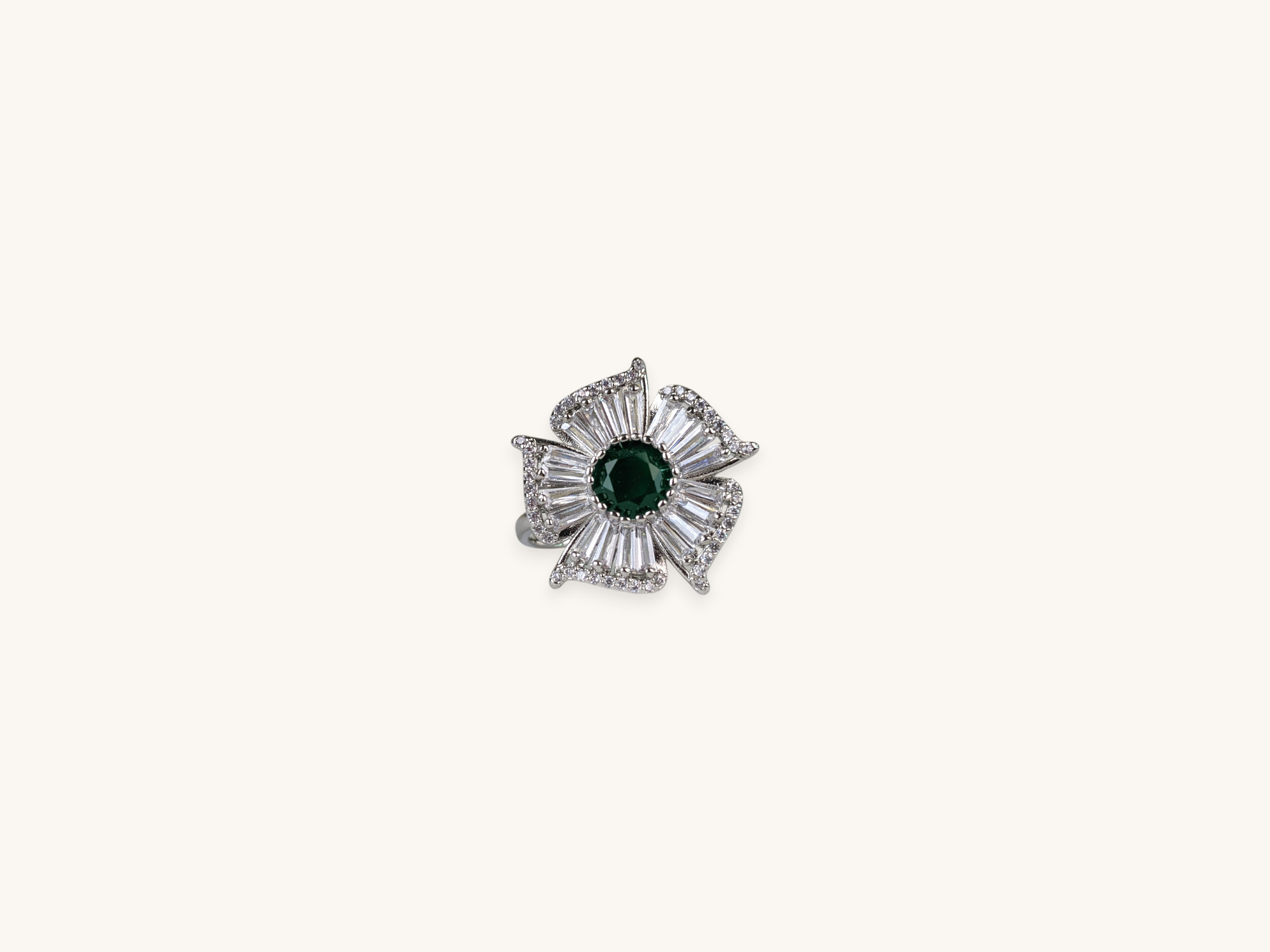 Silver Ring Flower Stone (Free Size)